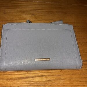 Vince Camuto Gray Leather Wristlet Wallet Card Zip Compartments